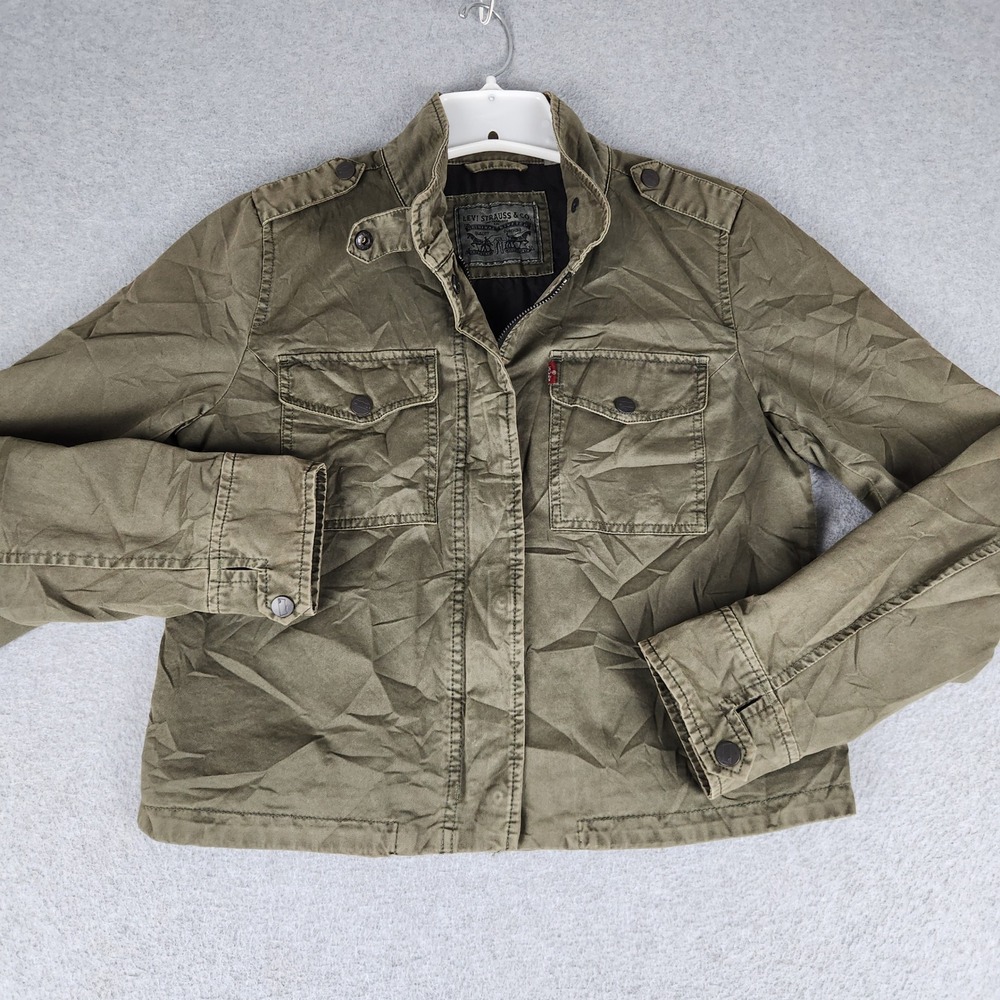 Levi's Field Jacket Womens Small Olive Green Utility Cotton Classic Fit Full Zip